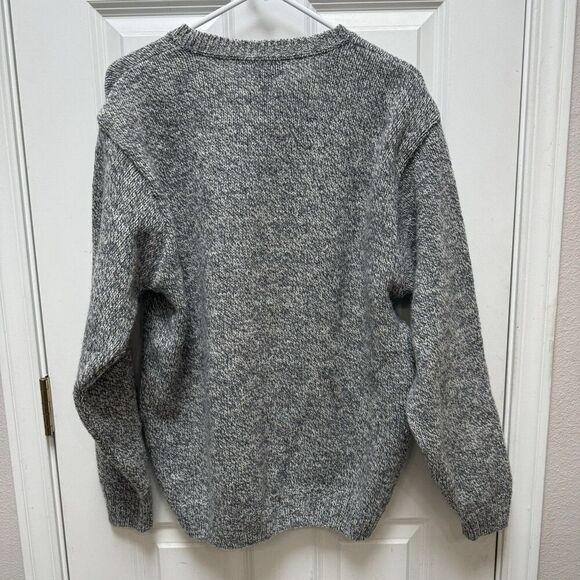 Lands End Virgin Wool Crew Neck Sweater Mens Medium 38-40 Gray Knit Recycled USA - Picture 2 of 6